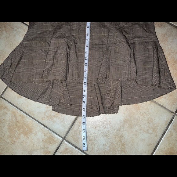 Valia high low brown and gold stretch flare skirt size L - Picture 6 of 8